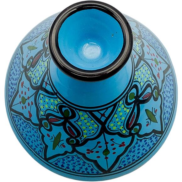 Moroccan Tagine Handmade Hand-Painted Blue Ceramic Glazed Cookware Lid Only - Picture 7 of 9